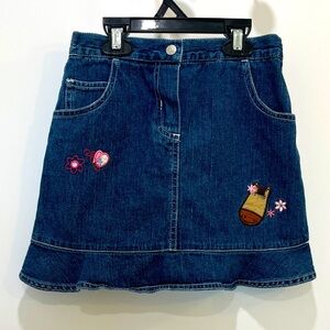 Toffee Apple Denim Jean Blue Embroidered Horse Skirt, Size 6